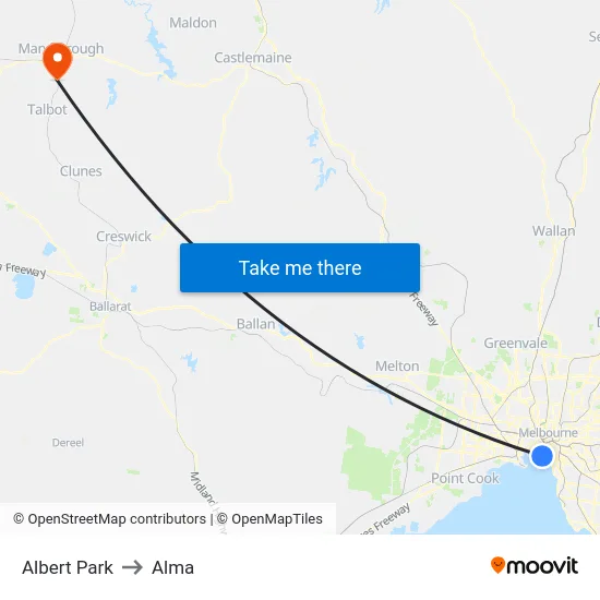 Albert Park to Alma map