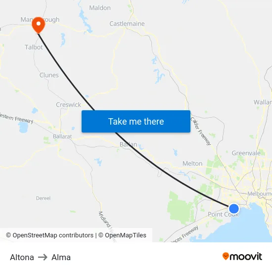 Altona to Alma map
