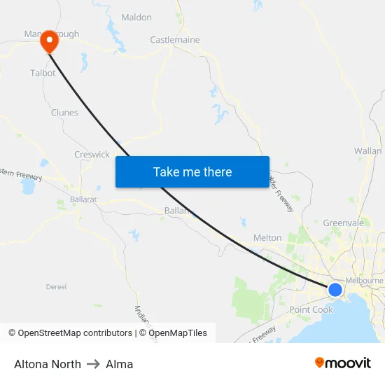 Altona North to Alma map