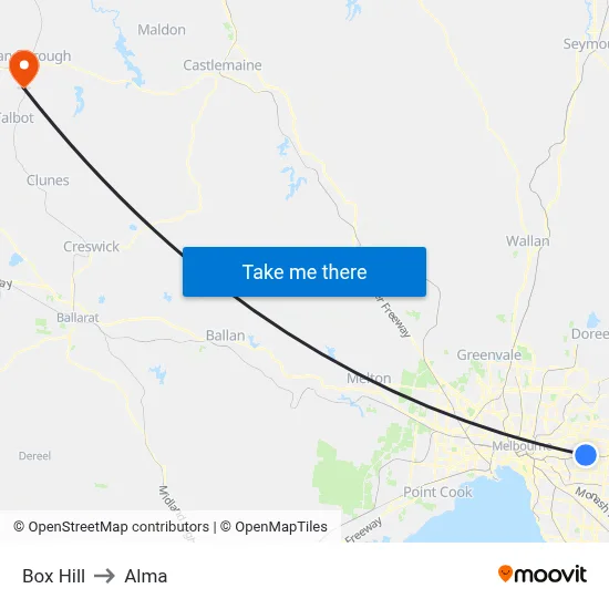 Box Hill to Alma map