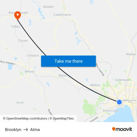 Brooklyn to Alma map