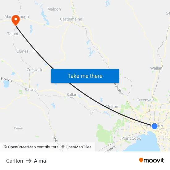 Carlton to Alma map