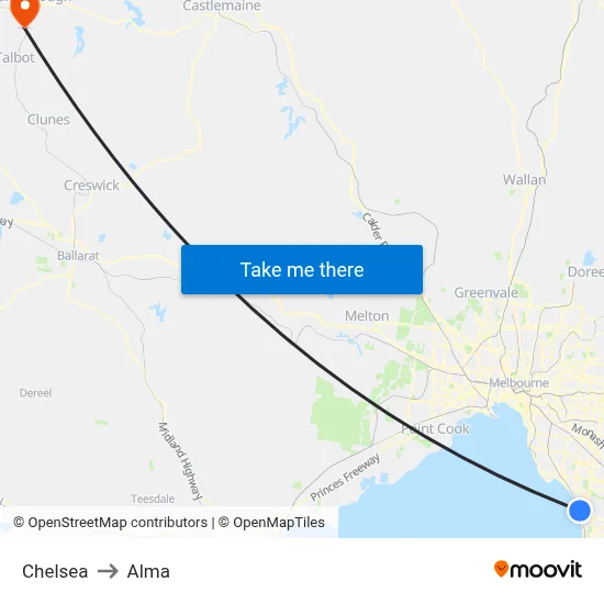 Chelsea to Alma map