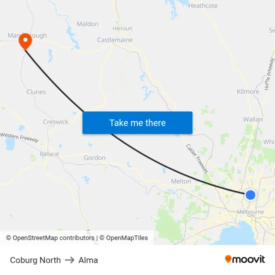 Coburg North to Alma map