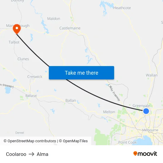 Coolaroo to Alma map