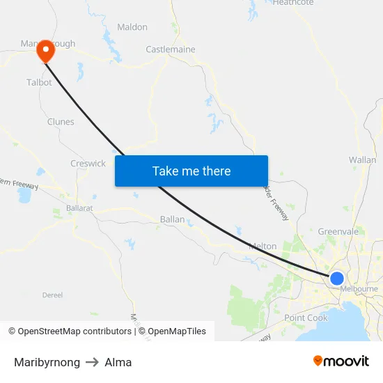 Maribyrnong to Alma map