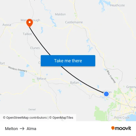 Melton to Alma map
