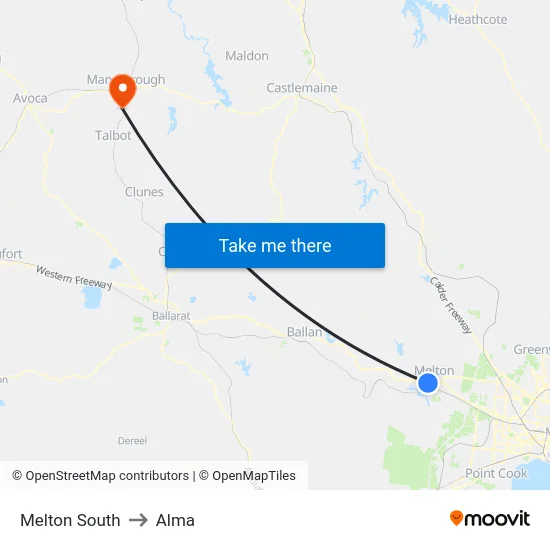 Melton South to Alma map