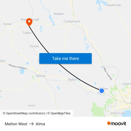 Melton West to Alma map