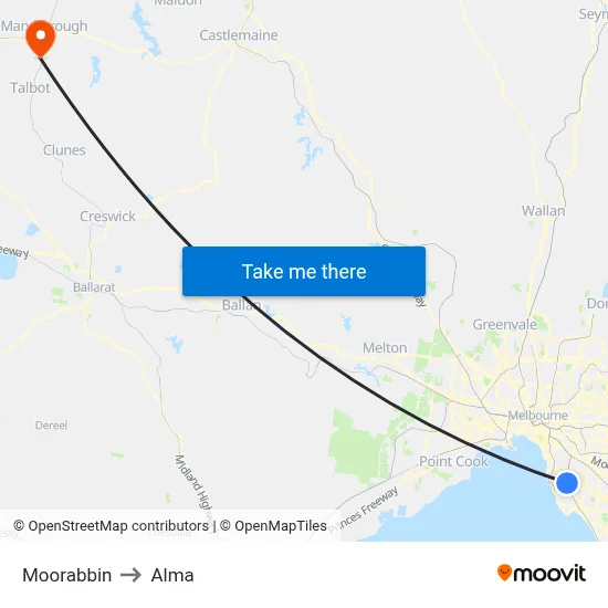 Moorabbin to Alma map