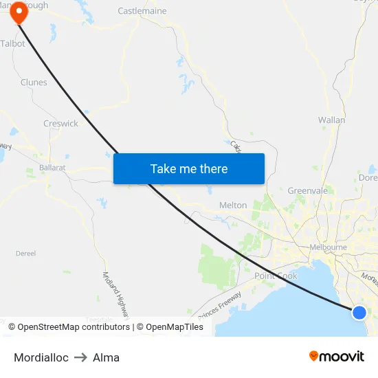 Mordialloc to Alma map