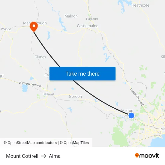 Mount Cottrell to Alma map