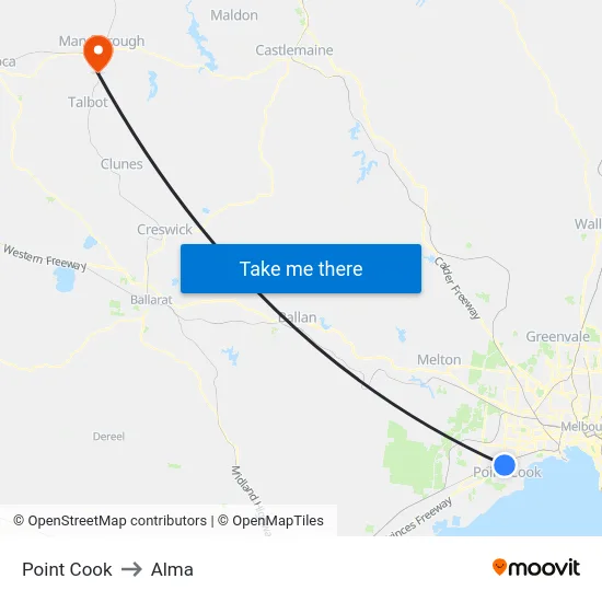 Point Cook to Alma map