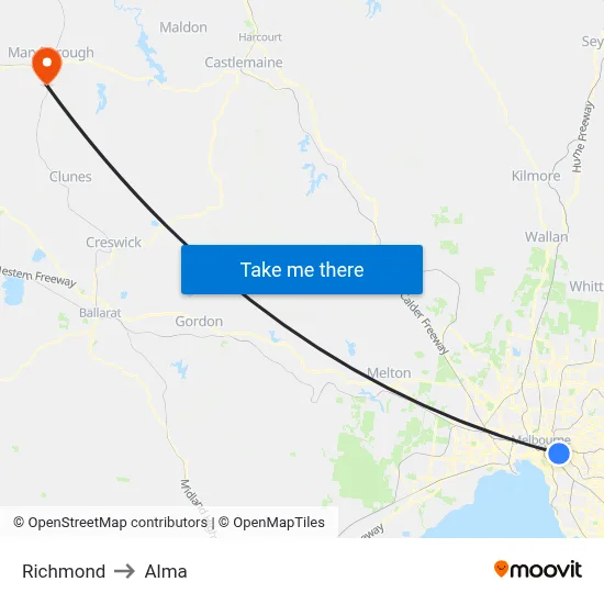 Richmond to Alma map