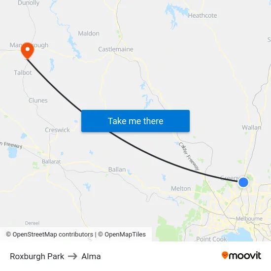 Roxburgh Park to Alma map