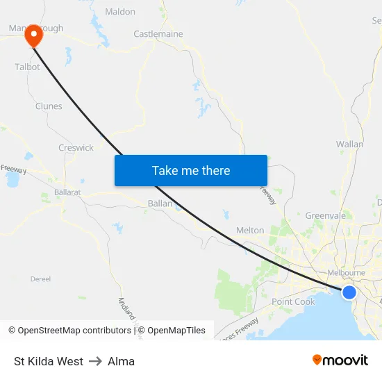 St Kilda West to Alma map