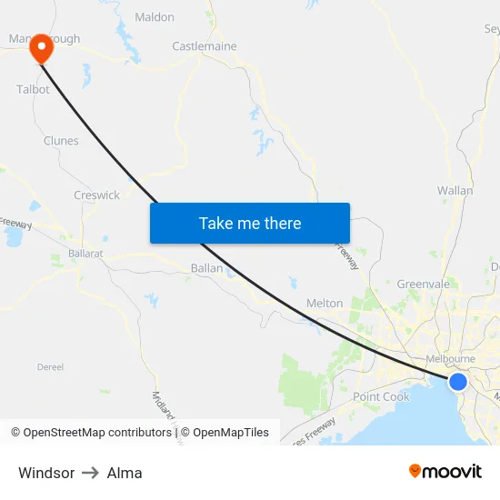 Windsor to Alma map