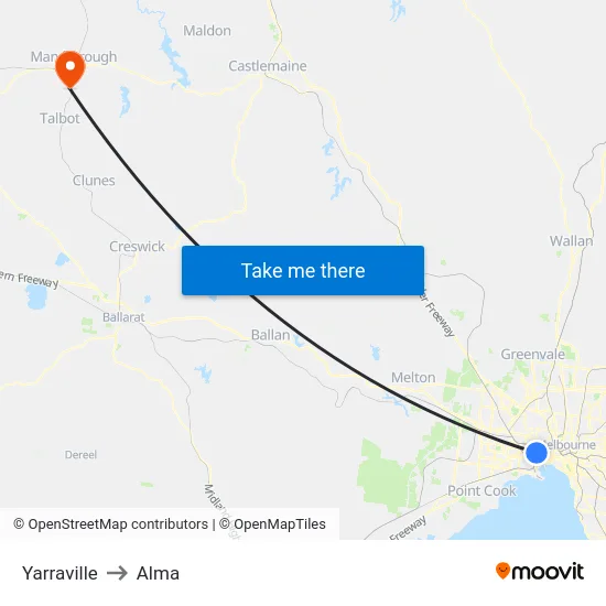 Yarraville to Alma map