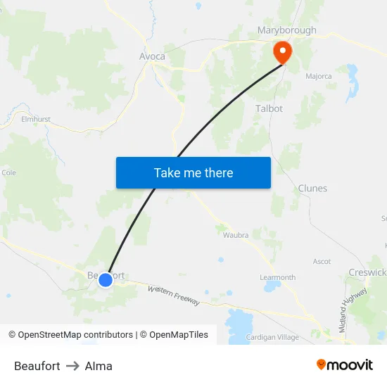 Beaufort to Alma map