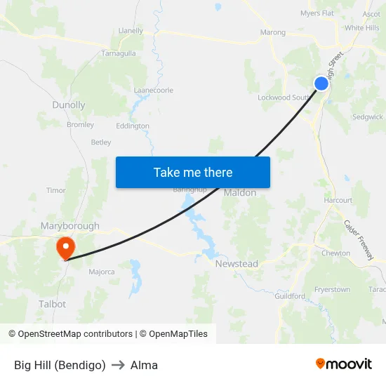 Big Hill (Bendigo) to Alma map