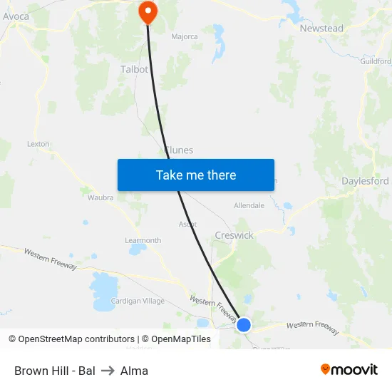 Brown Hill - Bal to Alma map