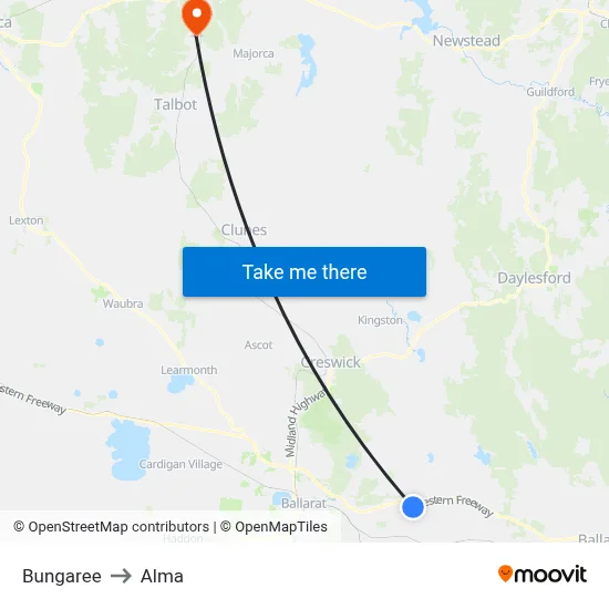 Bungaree to Alma map