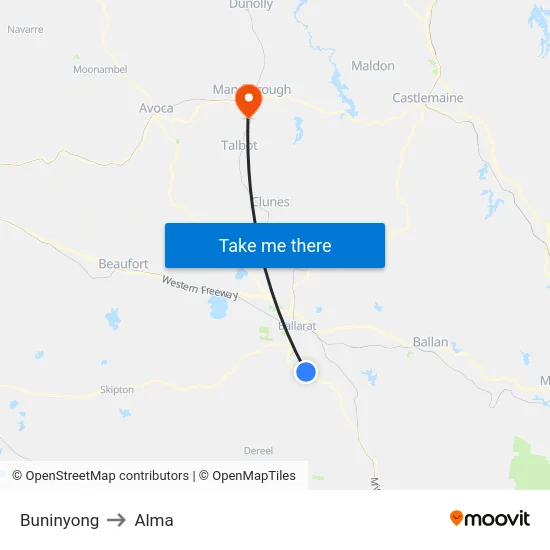 Buninyong to Alma map