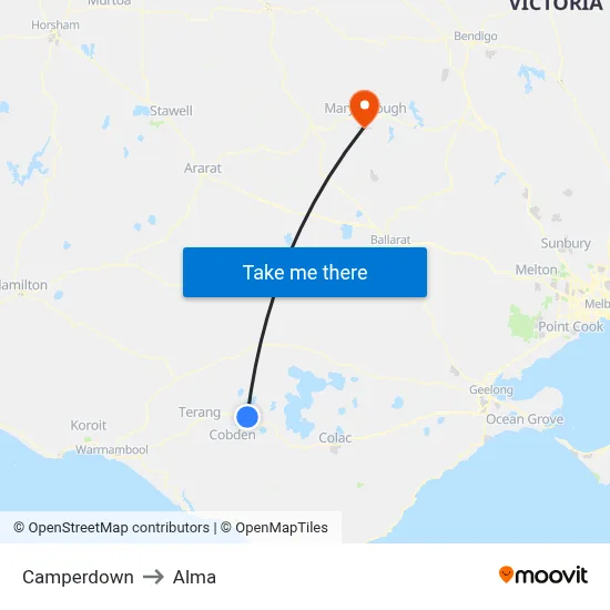 Camperdown to Alma map