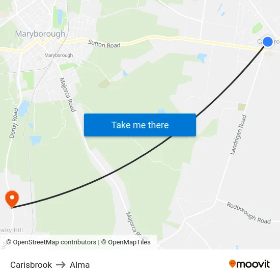 Carisbrook to Alma map