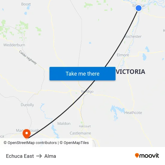 Echuca East to Alma map
