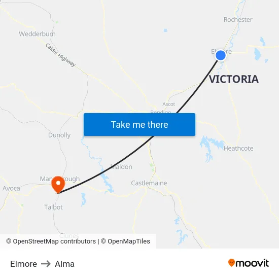 Elmore to Alma map