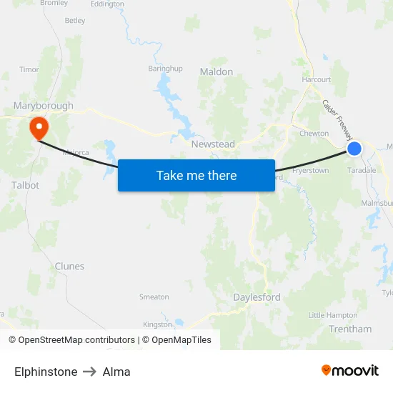 Elphinstone to Alma map