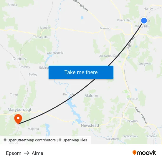 Epsom to Alma map