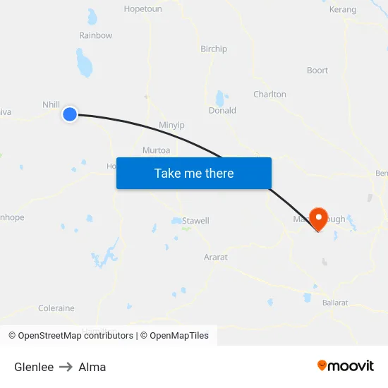 Glenlee to Alma map