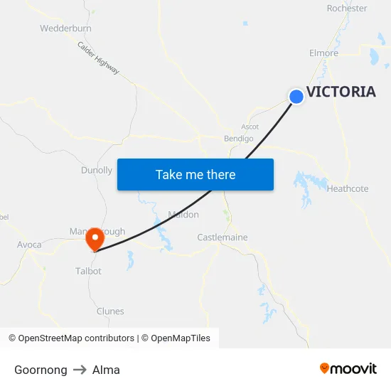 Goornong to Alma map