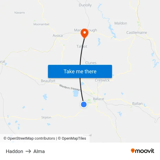 Haddon to Alma map
