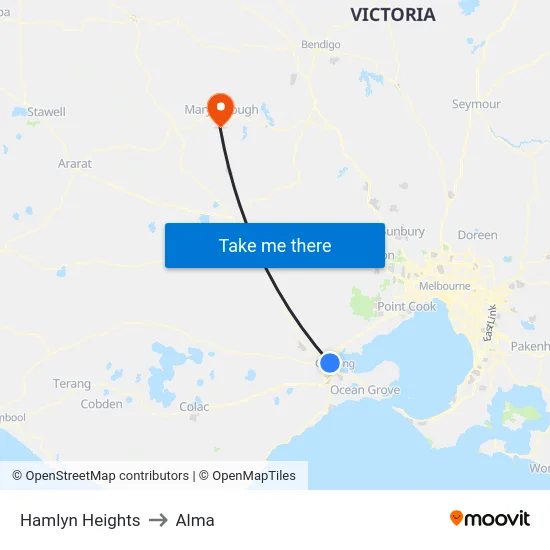 Hamlyn Heights to Alma map
