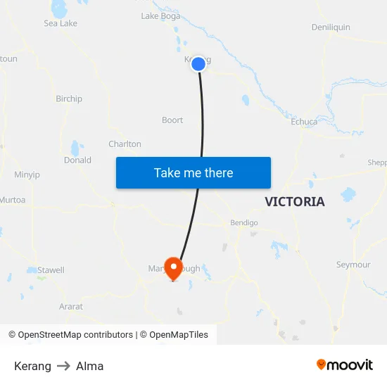 Kerang to Alma map