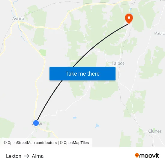 Lexton to Alma map