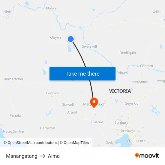 Manangatang to Alma map