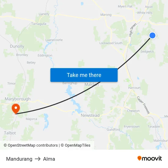 Mandurang to Alma map