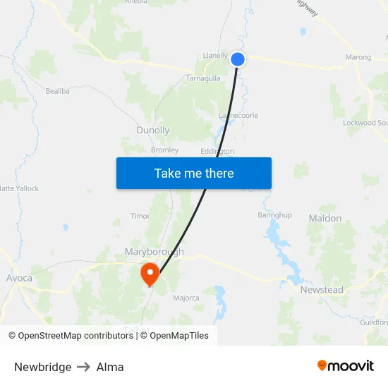 Newbridge to Alma map