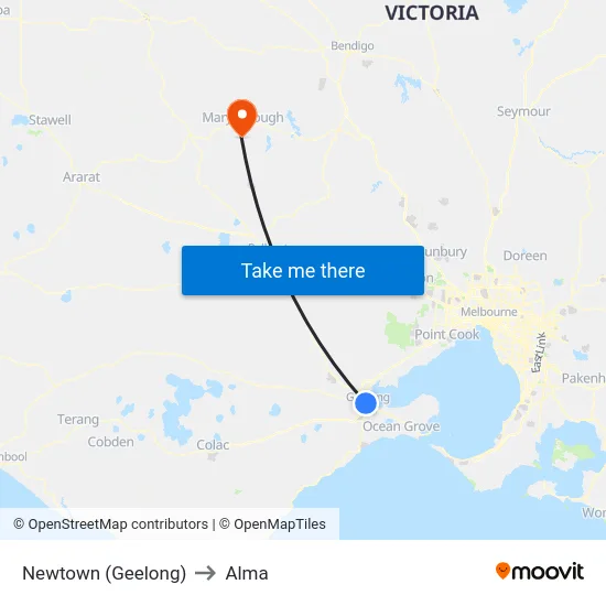 Newtown (Geelong) to Alma map