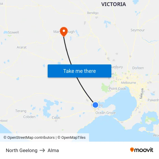 North Geelong to Alma map