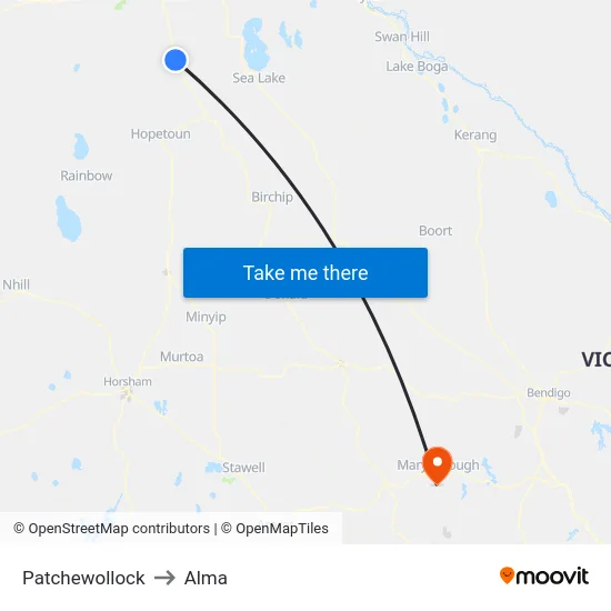 Patchewollock to Alma map