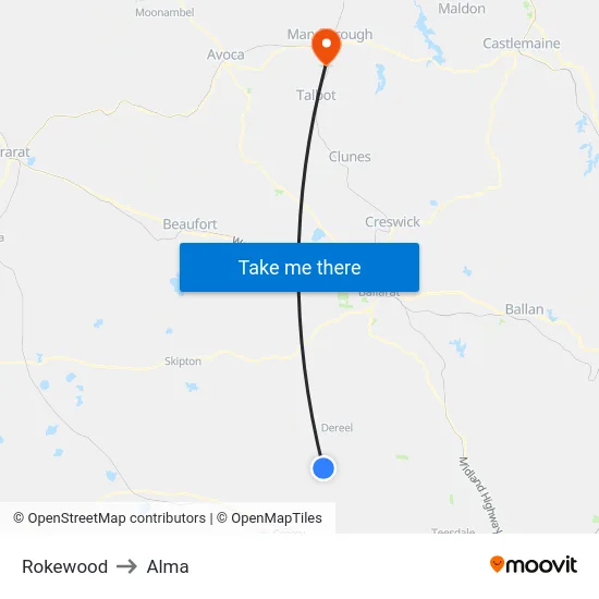 Rokewood to Alma map