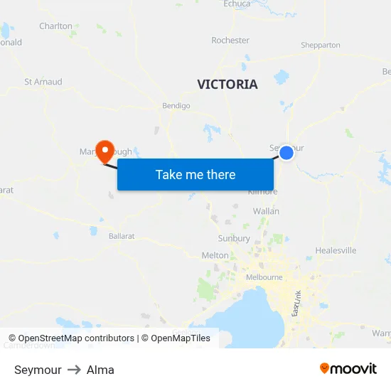 Seymour to Alma map