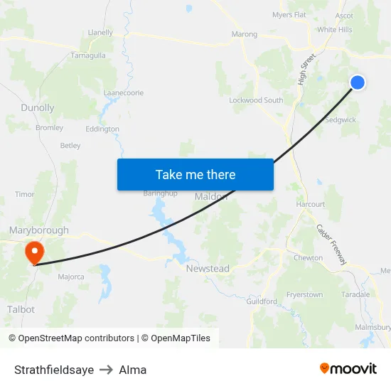 Strathfieldsaye to Alma map