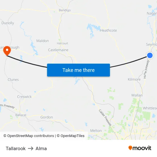 Tallarook to Alma map