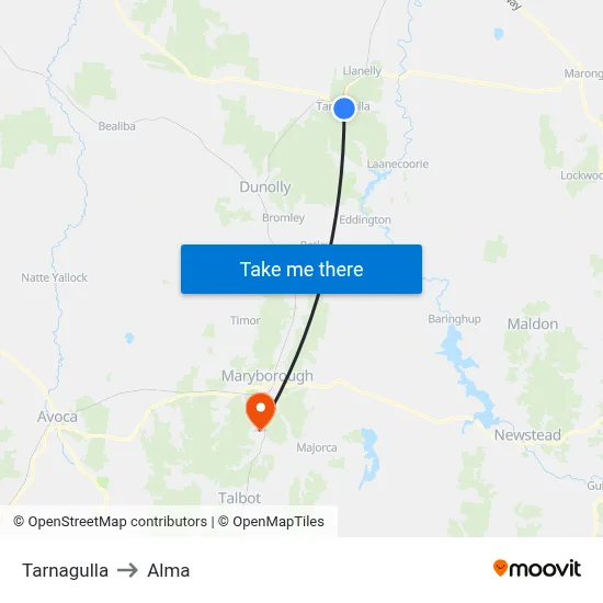 Tarnagulla to Alma map